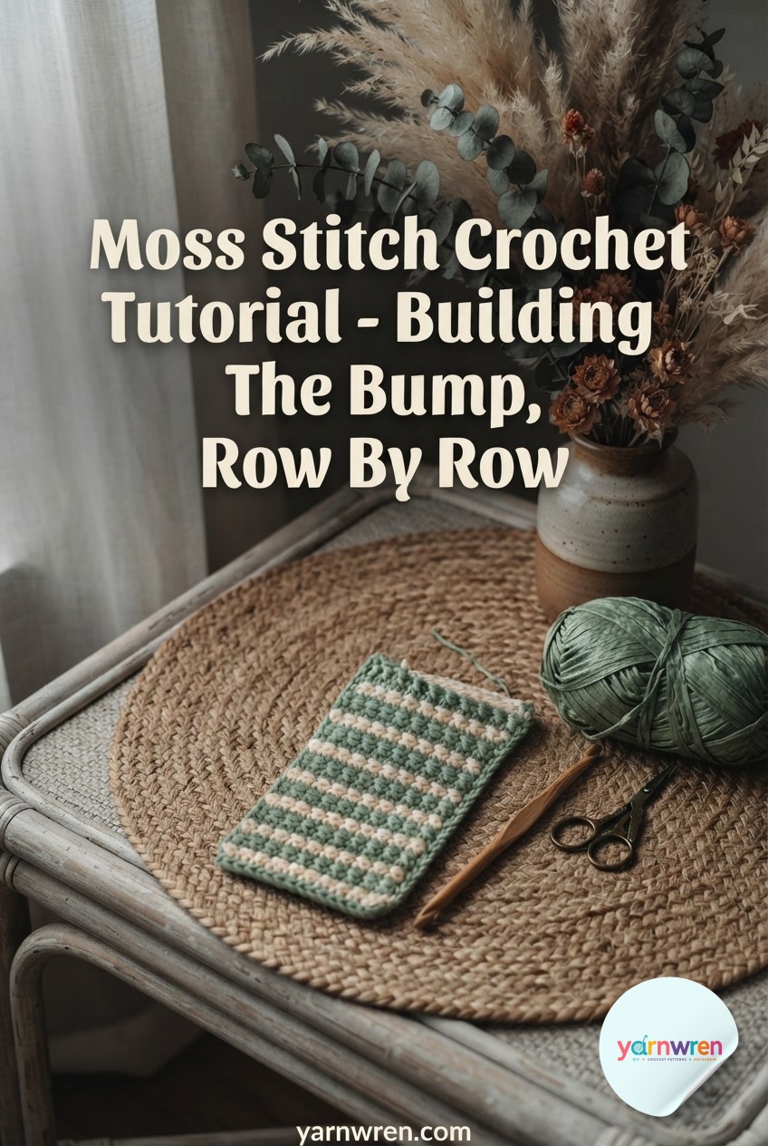 Moss Stitch Crochet Tutorial - Building The Bump, Row By Row